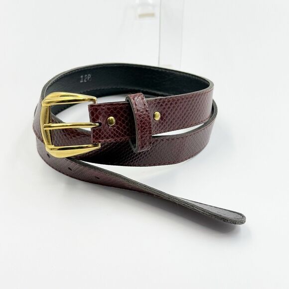 Women Snakeskin Pattern Dress Belt Slim Red Size 12 Gold Buckle - Picture 4 of 16